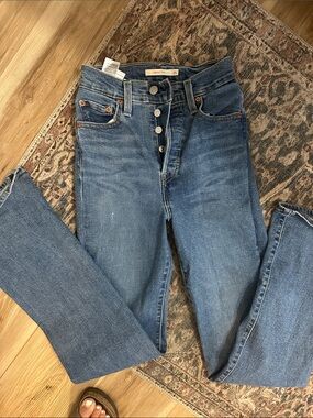 Levi's Medium Blue High-Rise Button-Fly Jeans